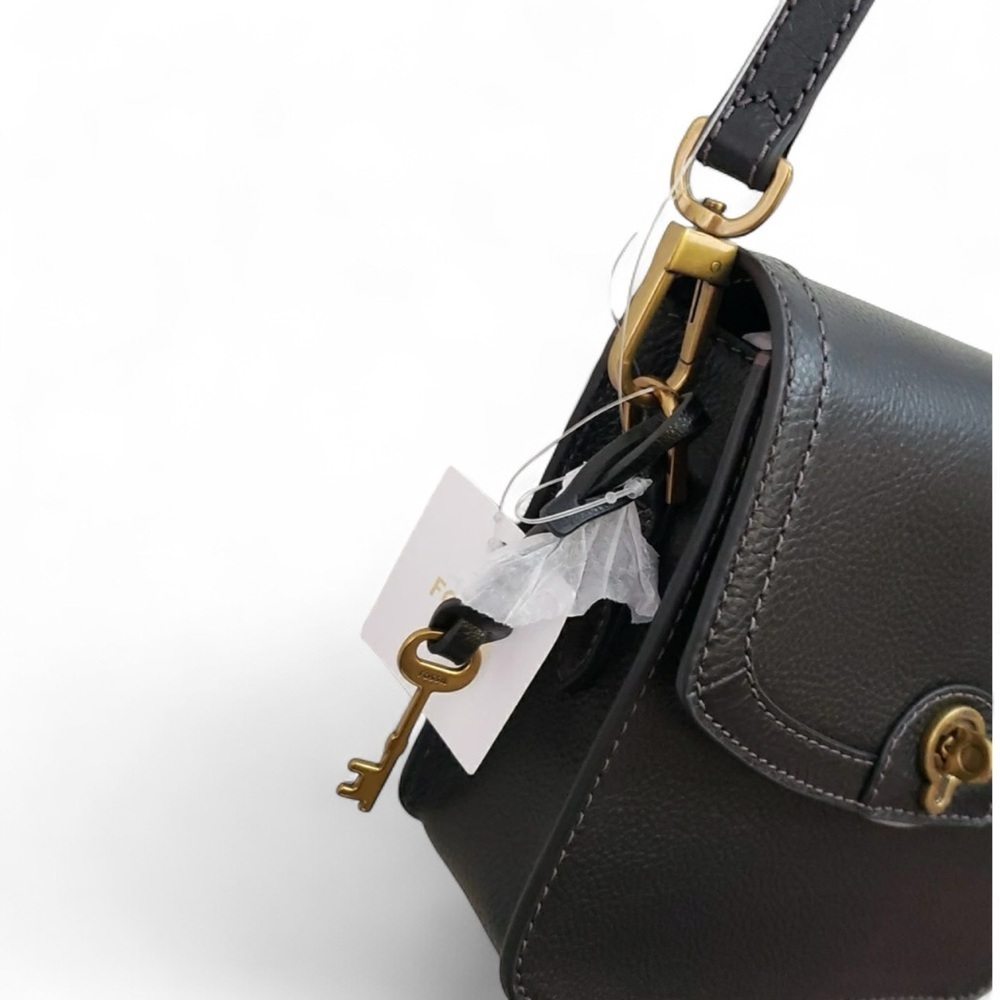 Fossil Ainsley Small Flap Crossbody handbag Medium Brown Leather NWT $195 - Picture 7 of 7